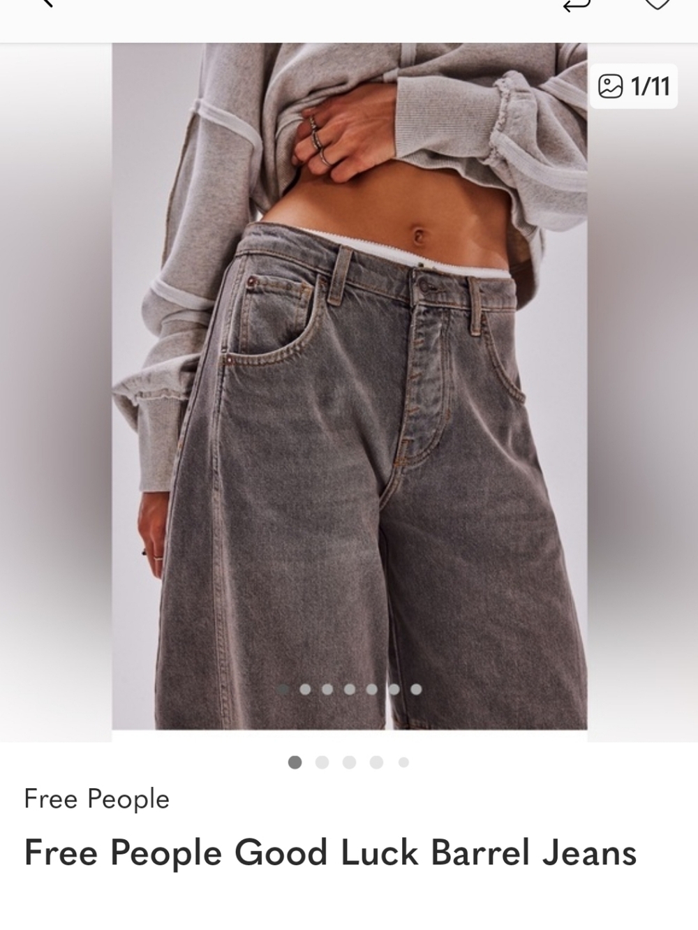 We The Free Good Luck Washed Gray Denim Cropped Barrel Jeans With Orange Stitch